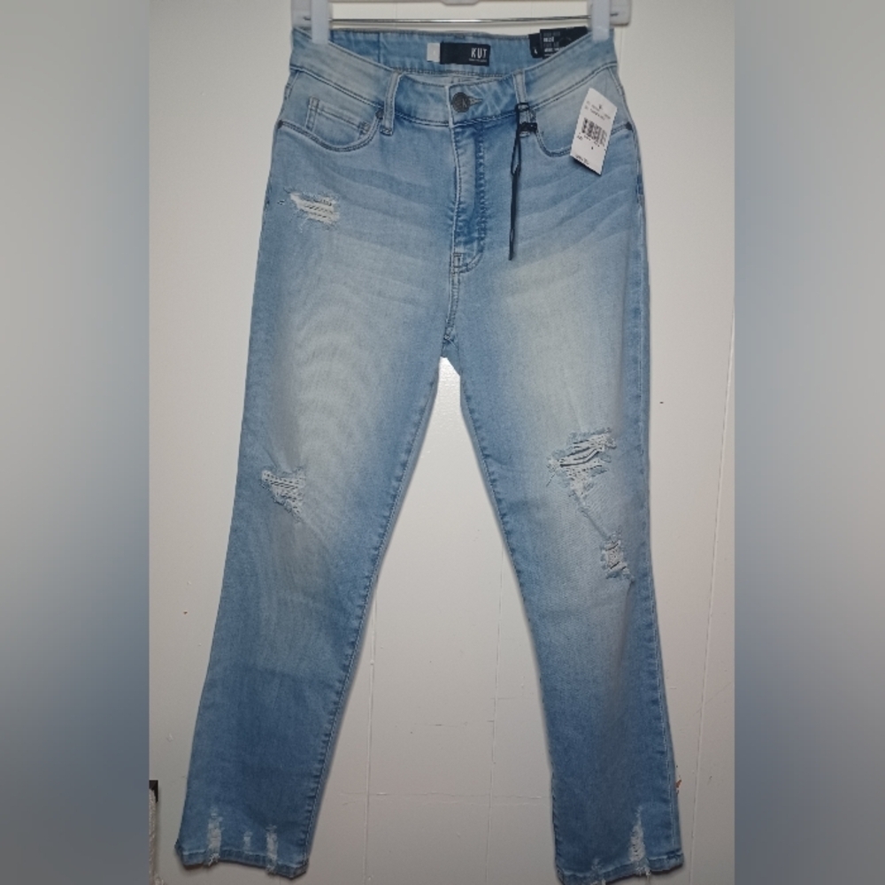 Kut From The Kloth Womens Reese High Rise Ankle Straight Jeans Distressed NWT